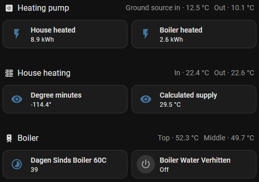 Nibe heating pump control panel